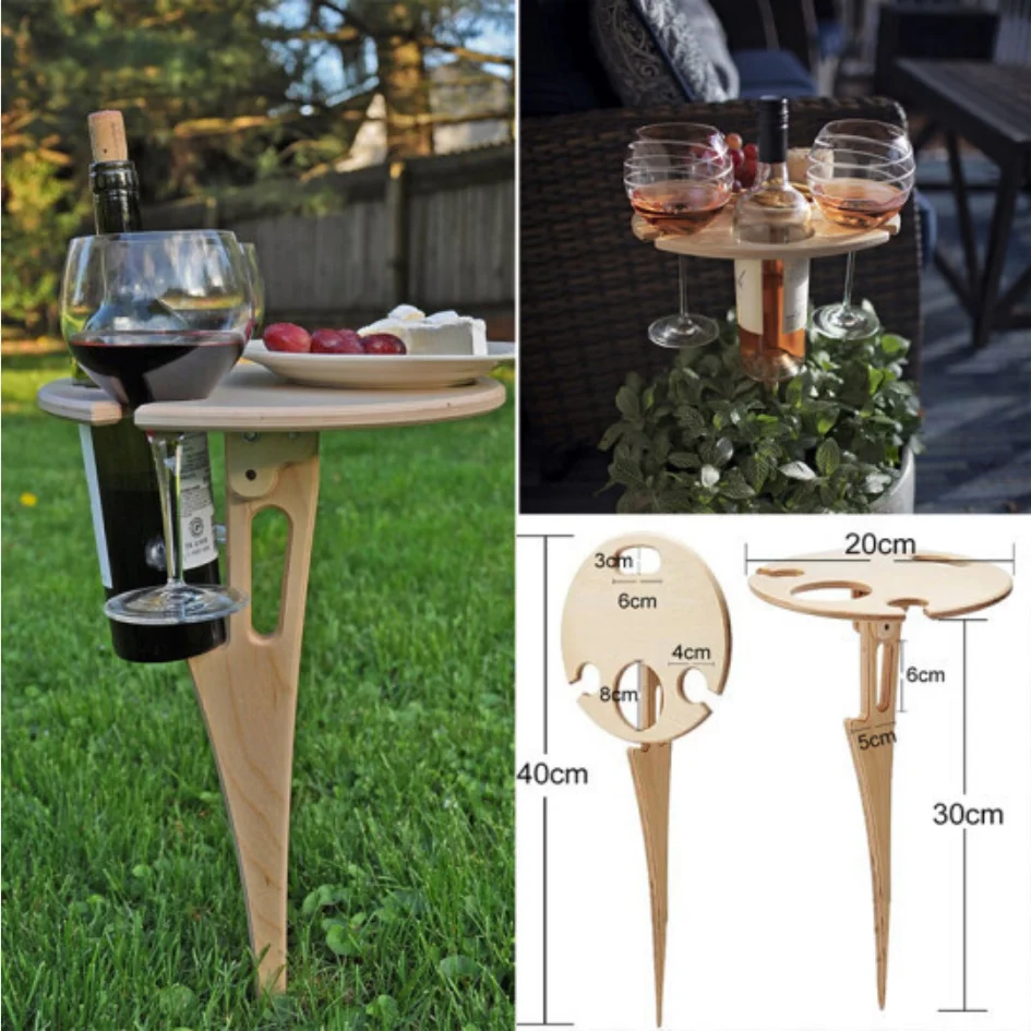 

Outdoor Wine Table Portable Picnic Table Wine Glass Racks Collapsible Racks Outdoor Tables Outdoor Furniture Dropshipping