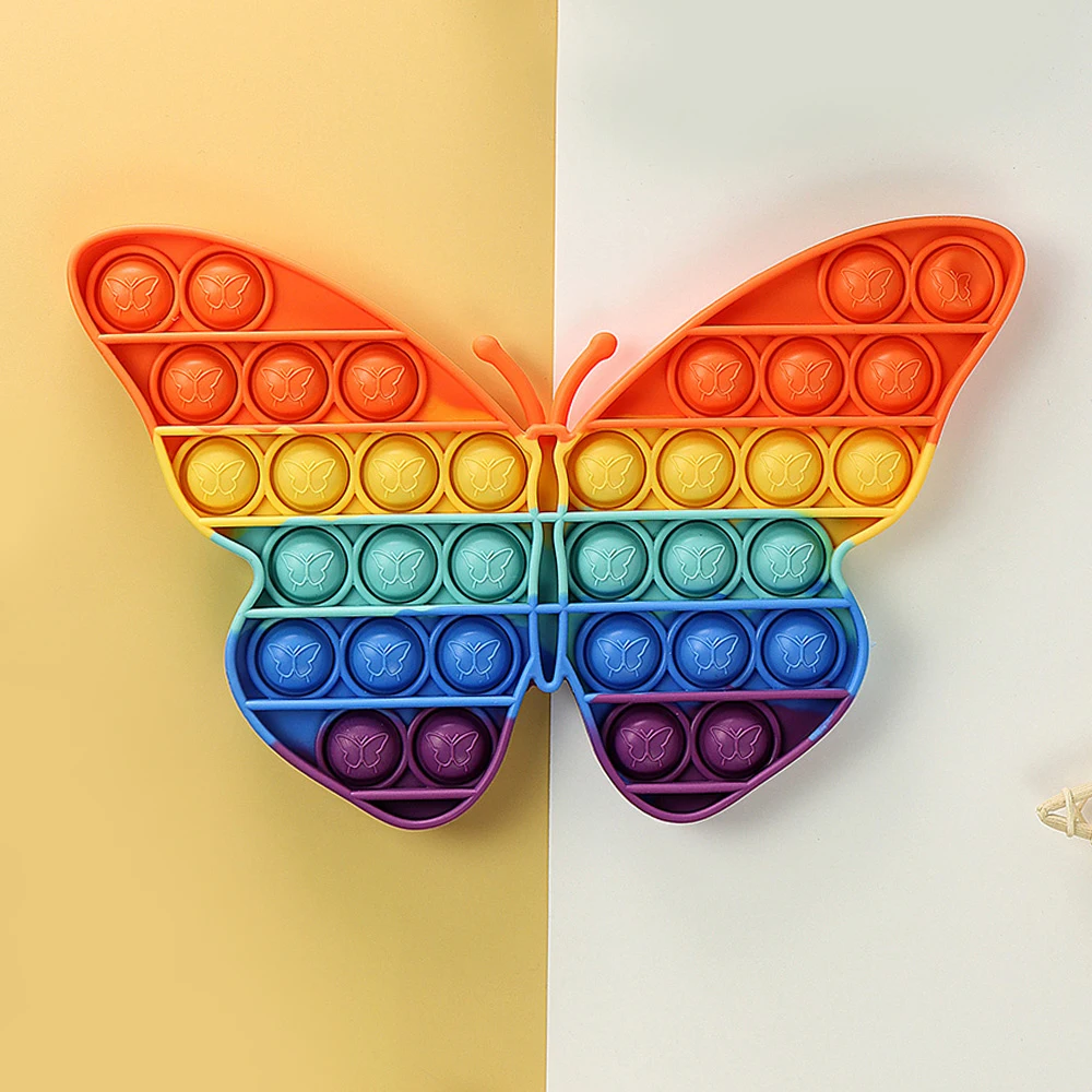 

Rainbow Butterfly Animals Fidget Toy Push Bubble Stress Sensory Toy Relief Anti-stress Simple Game AntistressToys Children