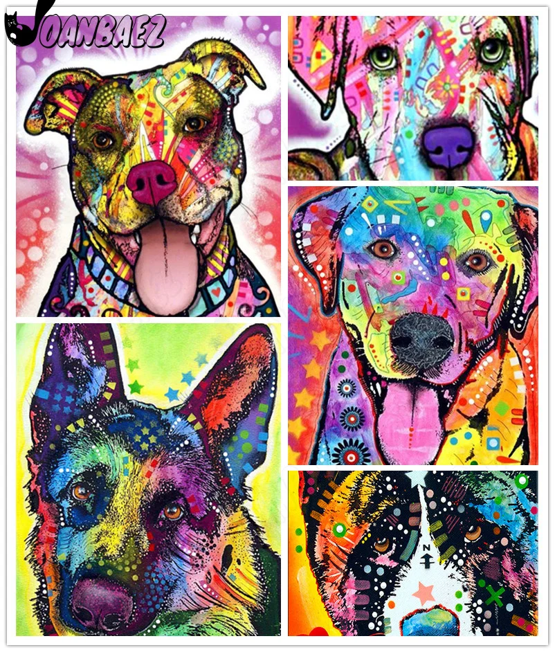 

Animal Diamond Painting Graffiti Dog Cross Stitch Picture Color Mosaic Patch Diamond Embroidery Handmade Inlaid Decoration Gift