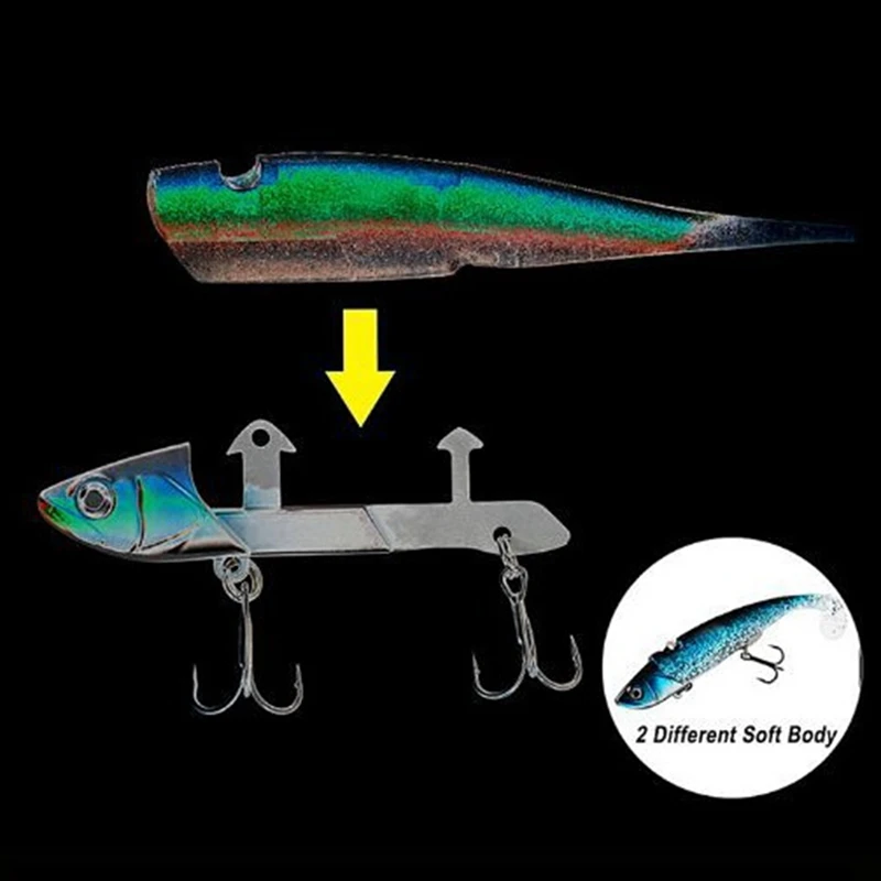 

SUNMILE Fishing Soft Lure 12cm/30G VIB Soft Baits Fast Sinking Fishing Head Wobbler Lure Easy Shiner Shads Bass Lure