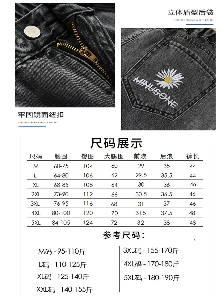 

Shorts women's summer denim loose high waist Large Size Black Slim 5-point small daisy fat mm THIN A-line 5-point pants