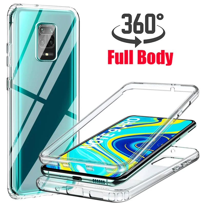 Двойной прозрачный силиконовый чехол 360 для Xiaomi Redmi Note 9S 8T 6 7 8 Pro 6A 7A 8A Mi SE 9 Lite A3 CC9 CC9E