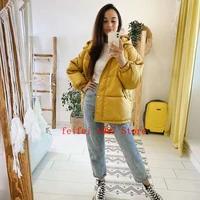 2020 new short purple cotton padded clothes quilted cotton cloth cotton padded jacket female loose down coat winter