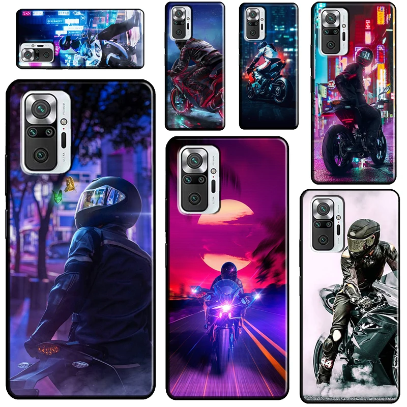 

Neon Motorcycle Biker For Xiaomi Redmi Note 9 10 11 Pro Note 10S 9S 11S Phone Case For Redmi 9 9T 9A 9C 10 Cover