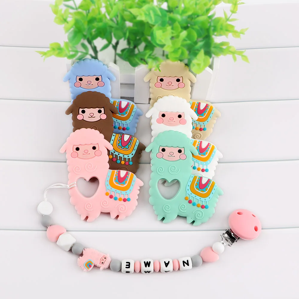 Kovict-mordedor de silicona de Alpacas para beb&eacute;, mordedor Molar de Animal, cadena de chupete, accesorios de joyer&iacute;a masticables, juguetes de lactancia, 1 ud.-0