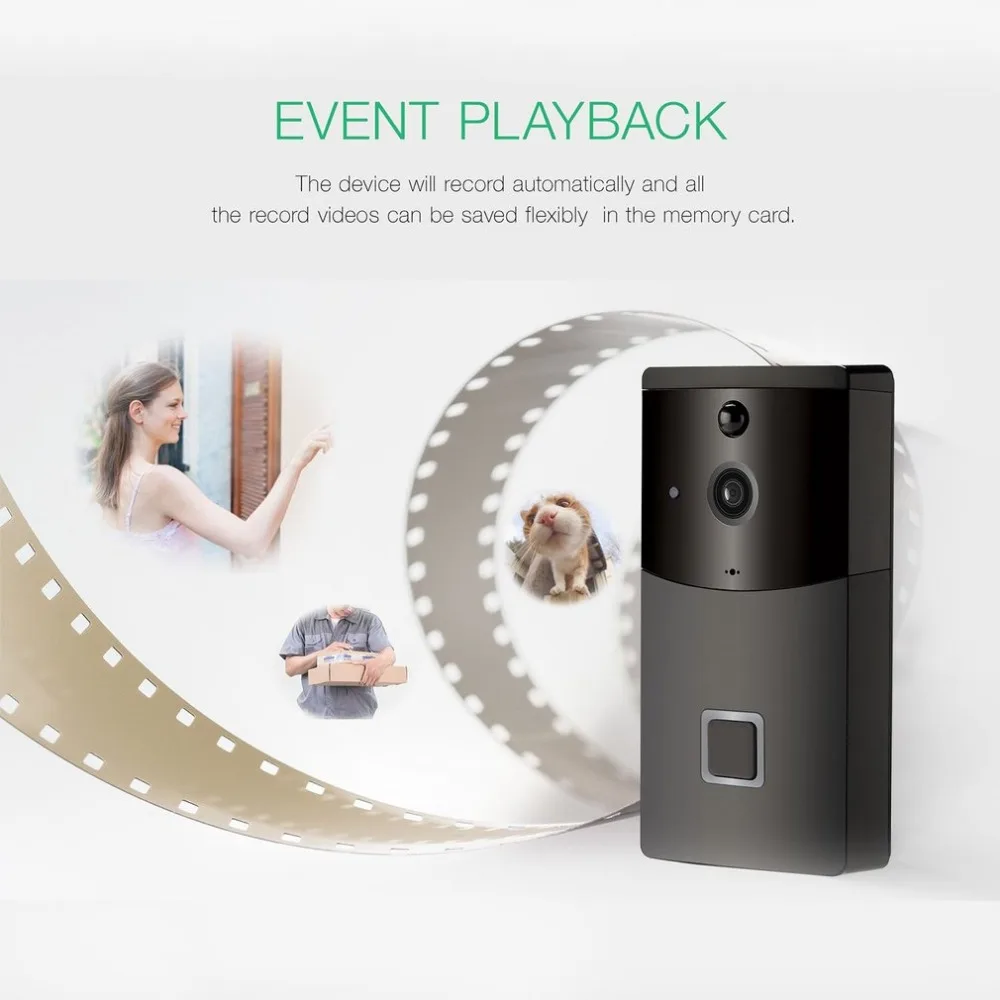 2.4GHz WiFi Video Doorbell HD 720P Camera Smart Speaker Night Vison Motion Detetion Wake-up For IOS/Android Viewing | Безопасность и