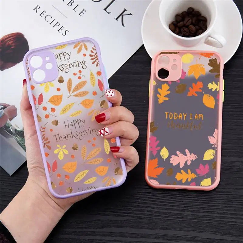 

Pumpkin happy Fallen leaves autumn Phone Case matte transparent For iphone 7 8 11 12 plus mini x xs xr pro max cover