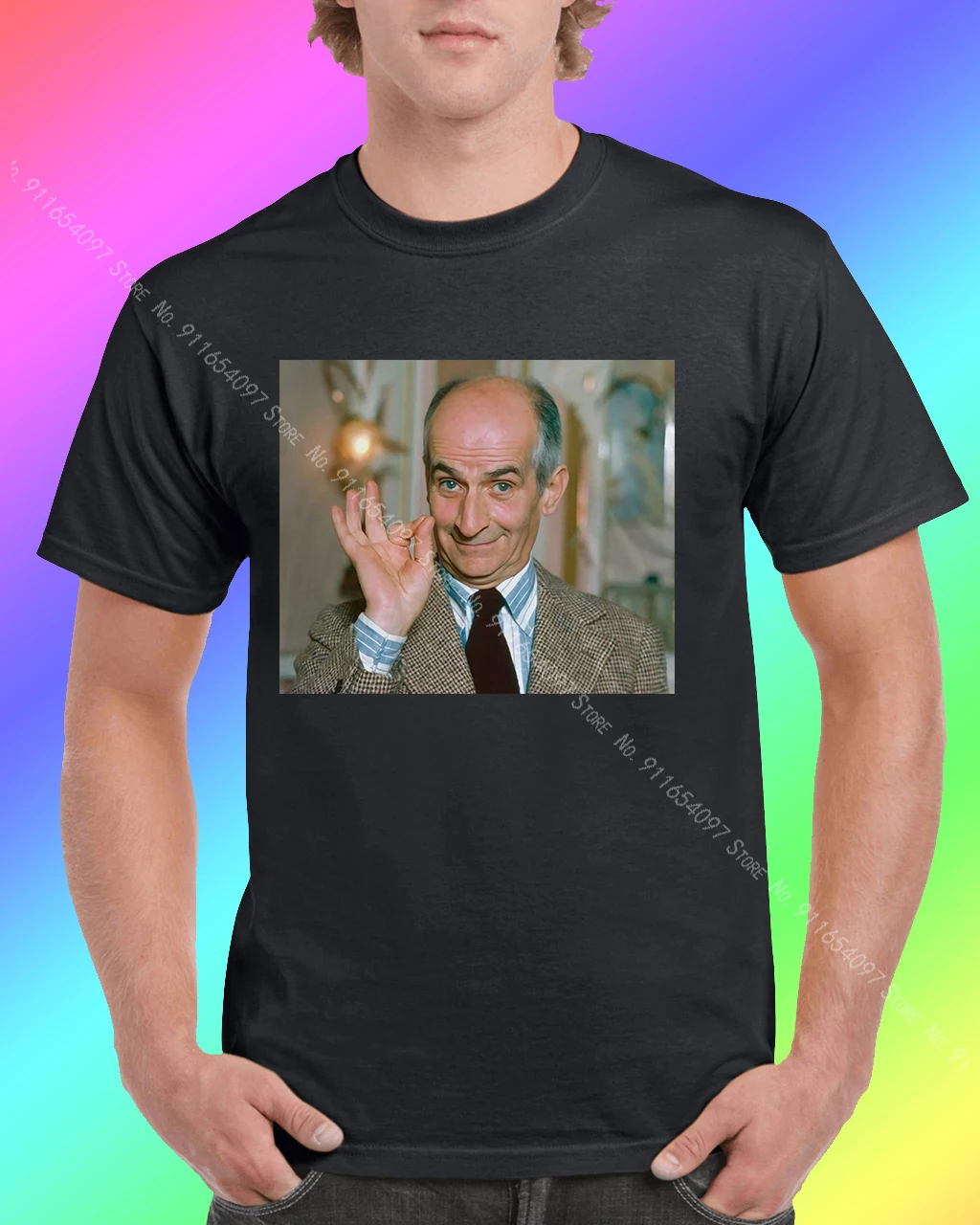 Футболка с круглым вырезом футболка принтом Louis De Funes Acteur French Comedie крутая Мужская