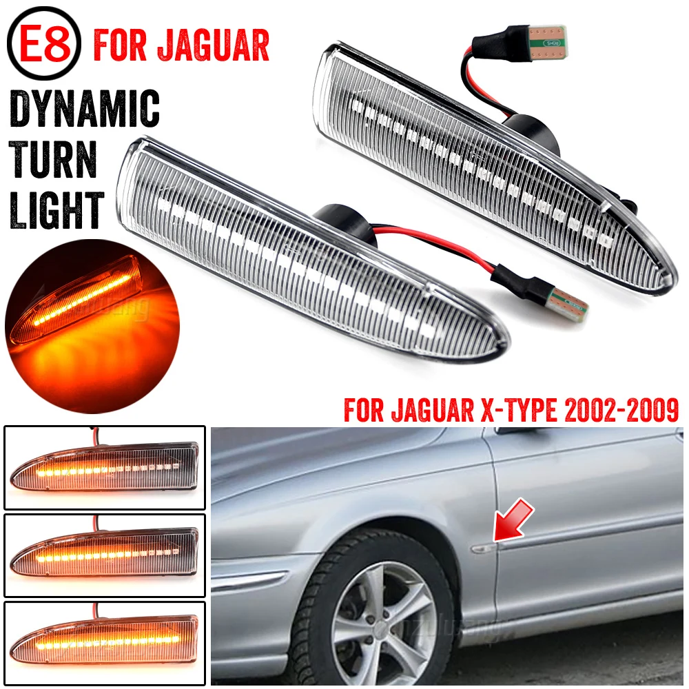

For Jaguar X-TYPE LED Side Marker Lamp Dynamic Amber Turn Signal Light 2002 2003 2004 2005-2009