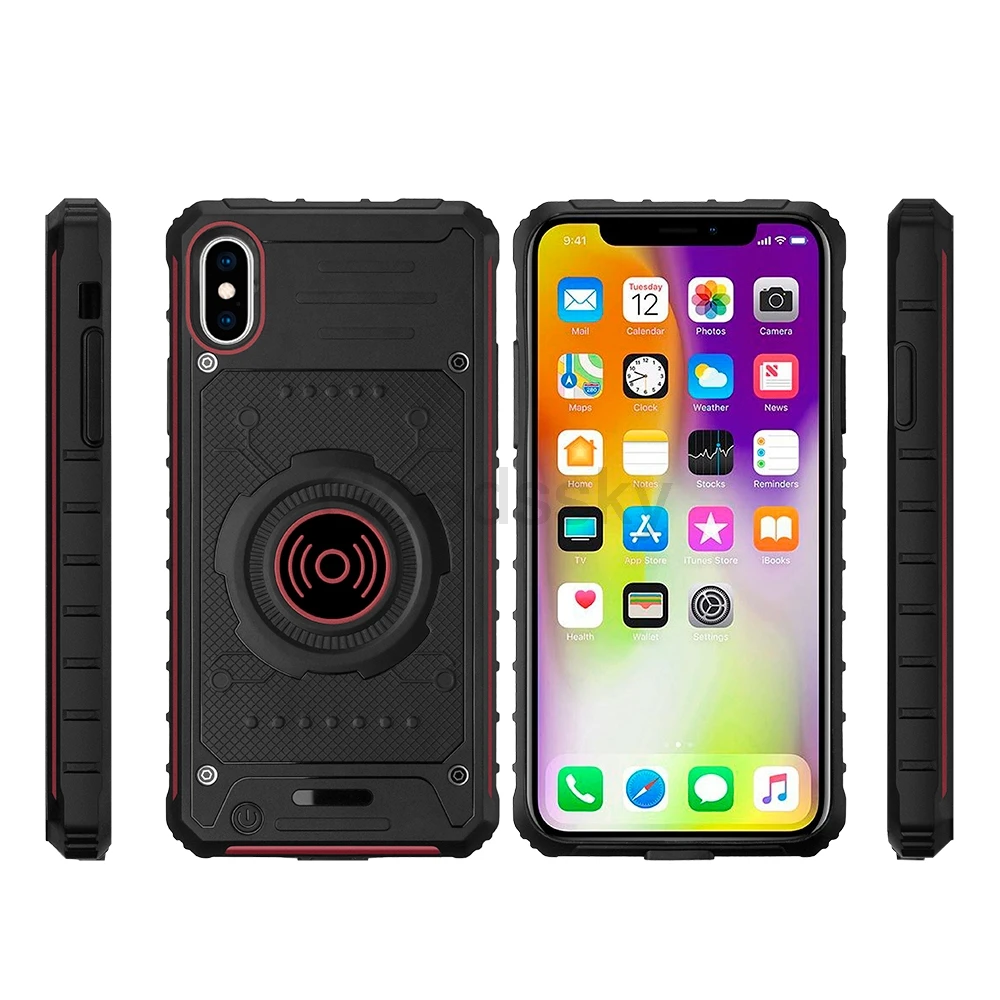 Беспроводное зарядное устройство батарея чехол для iPhone XS 6 6S 7 8 Plus три защиты power bank задняя крышка тонкий противоударный Задний зажим батарея