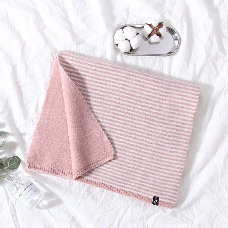 pink Зимний шарф, женские мягкие кашемировые шарфы, женские модные зимние гетры в полоску, длинный шарф из пашмины, обертывания Foulard femme - Цвет: pink