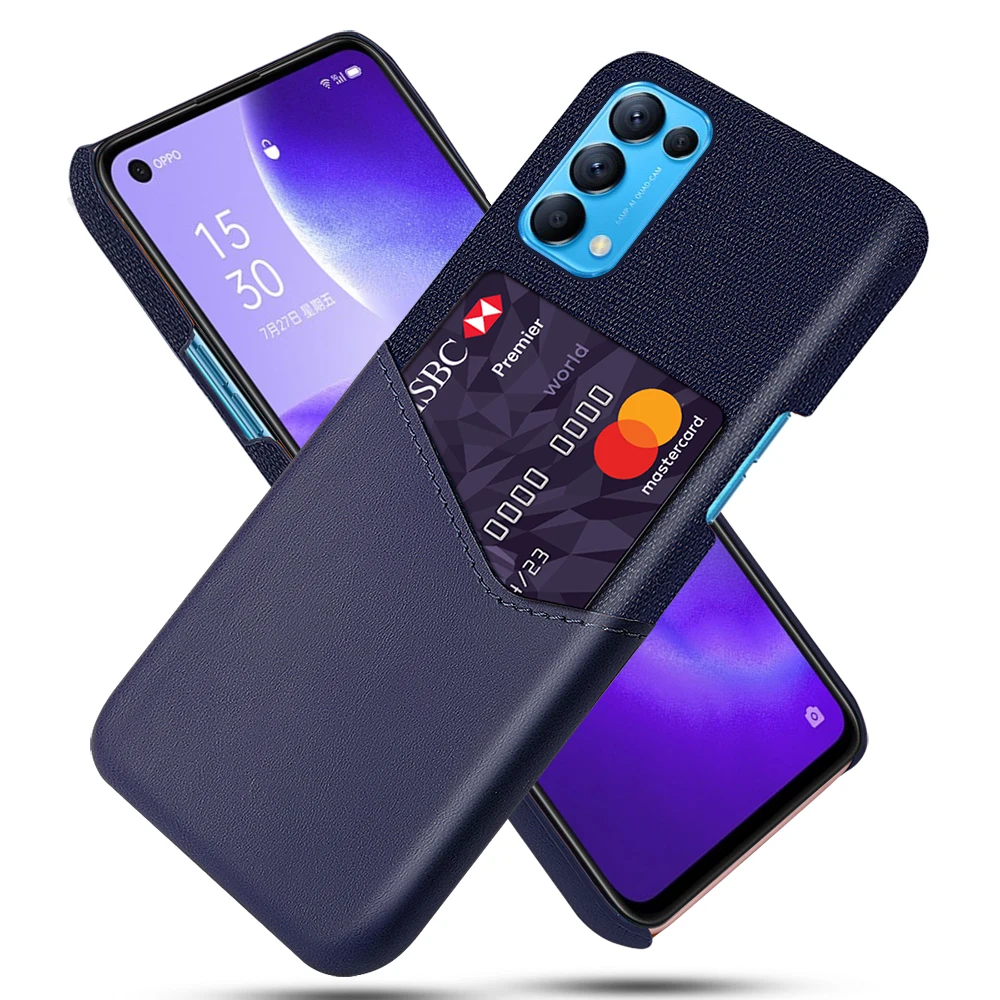 

Shockproof Case for OPPO Reno 2 2Z 2F 3 4 5 Pro Fitted Cover Business Fabric + Luxury Leather Shell