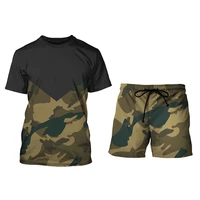 summer 2021 mens camouflage short sleeve shorts two piece sport suit for leisure fitness casual shorts suit male