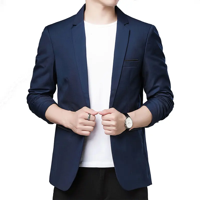 

YISU Men's suit coat 2020 Autumn New pattern Slim Solid color Single button Lapel Korean Fashion Jacket Top Long Sleeves coat