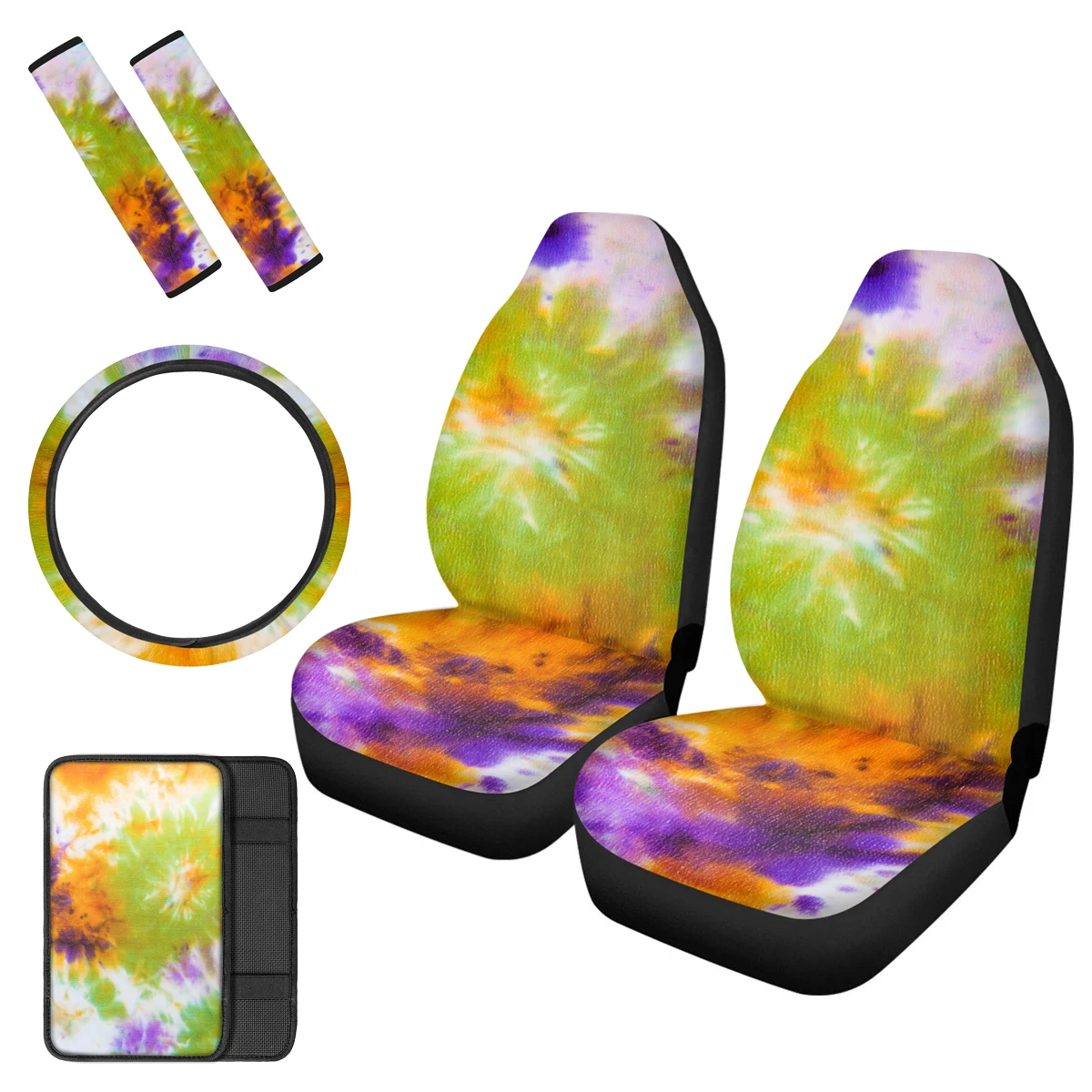 

PinUp Angel Color Tie Dye Prints Car Accessories for Winter Stylish Car Seat Cushions Non Slip Car Steering Wheel Covers