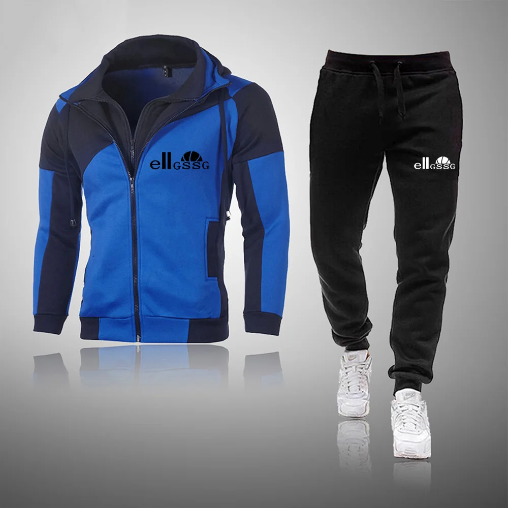 

Hot Sale Men's Sports Jacket Double Zipper Hoodie Mens Training Pants Fitness Exercise Leggings Autumn and Winter Men's Clothing