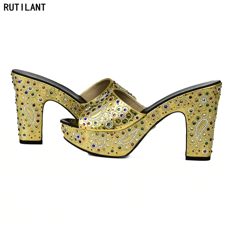 Новое поступление свадебные туфли золотого цвета для женщин модные женские