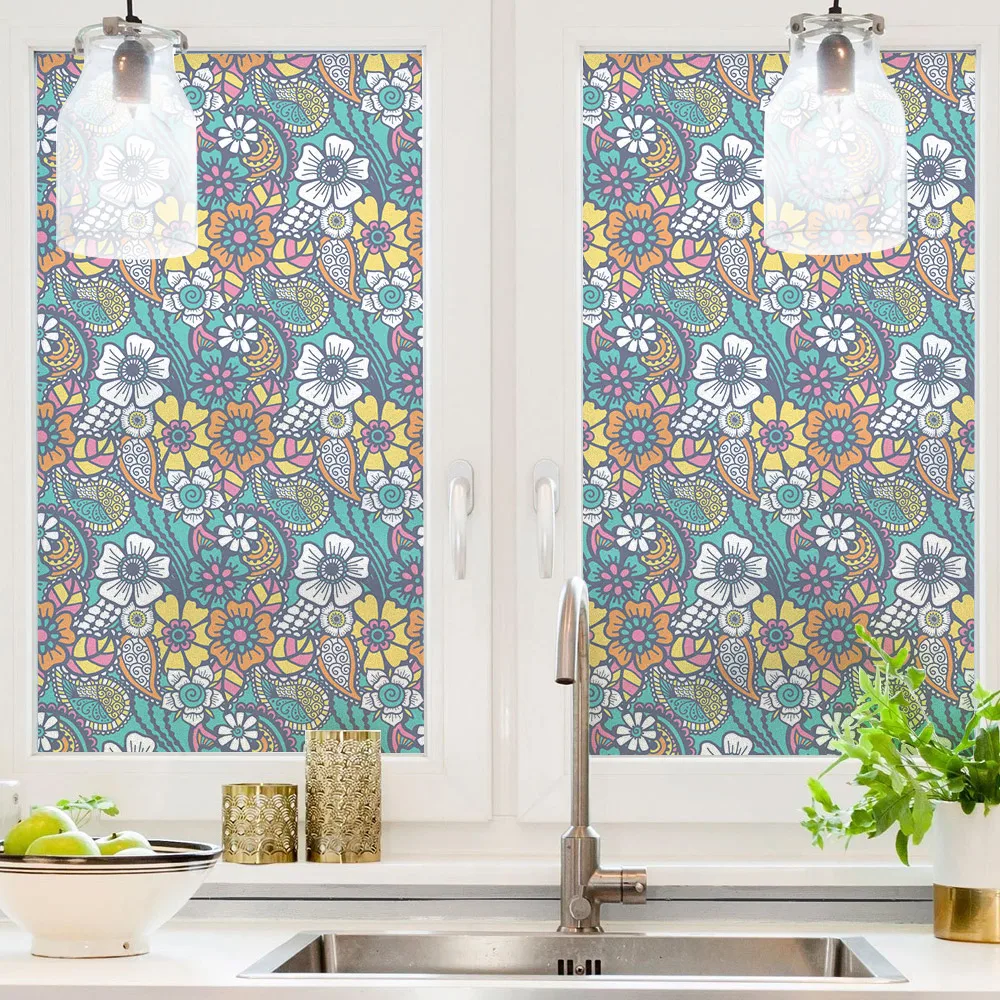 Декоративная Виниловая антиуф-пленка с цветочным орнаментом | Дом и сад