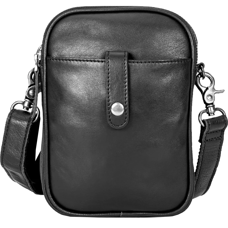 Men's Messenger Bag Leather Mini Casual Shoulder Small Bag Mobile Phone Bag Waist Bag Personality Tide First Layer Leather Soft