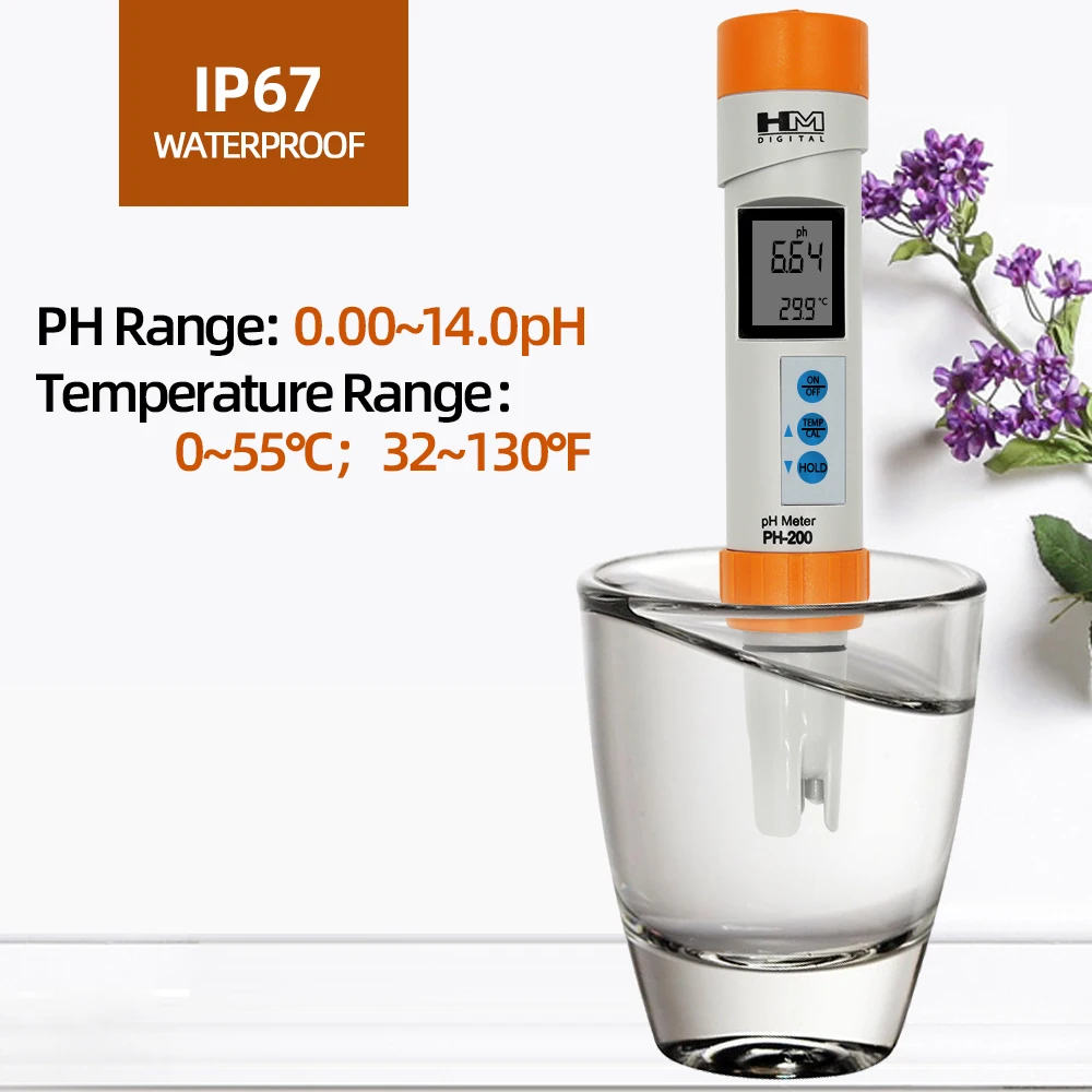 Цифровой измеритель PH HM температуры водонепроницаемый pH с удержанием данных и
