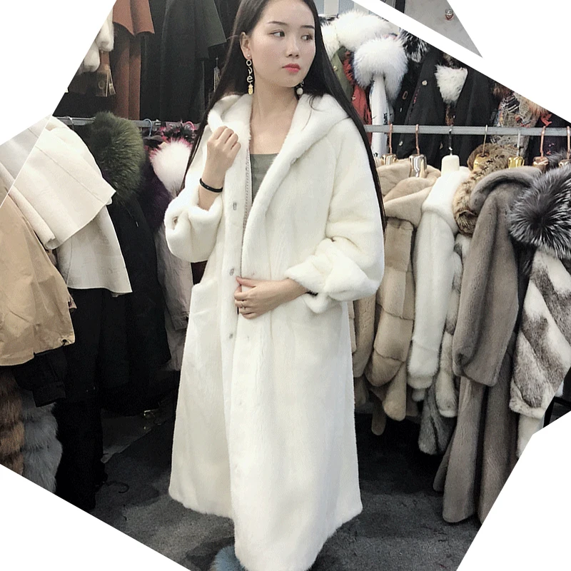 

Suofun Long Sleeve Plus Size New Fashion Woman Fur Parker Coat Women Clothing Winter Female Mink Fur Coats With Hooded Overcoats