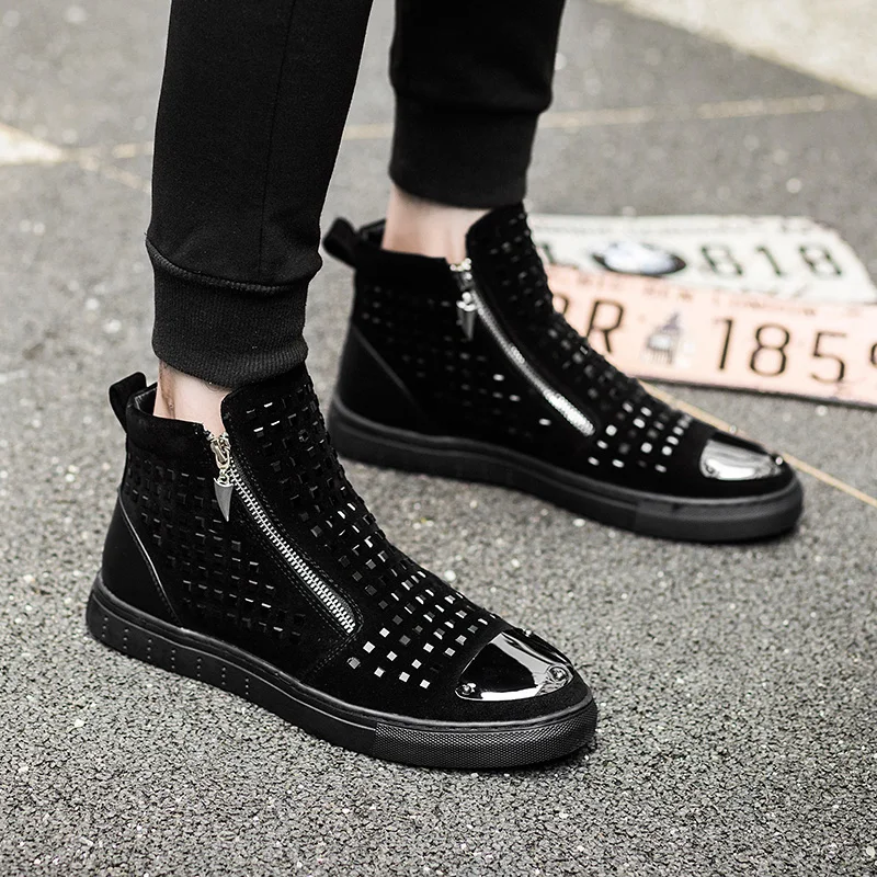 Мужские Роскошные модные ботинки из коровьей замши обувь на плоской платформе