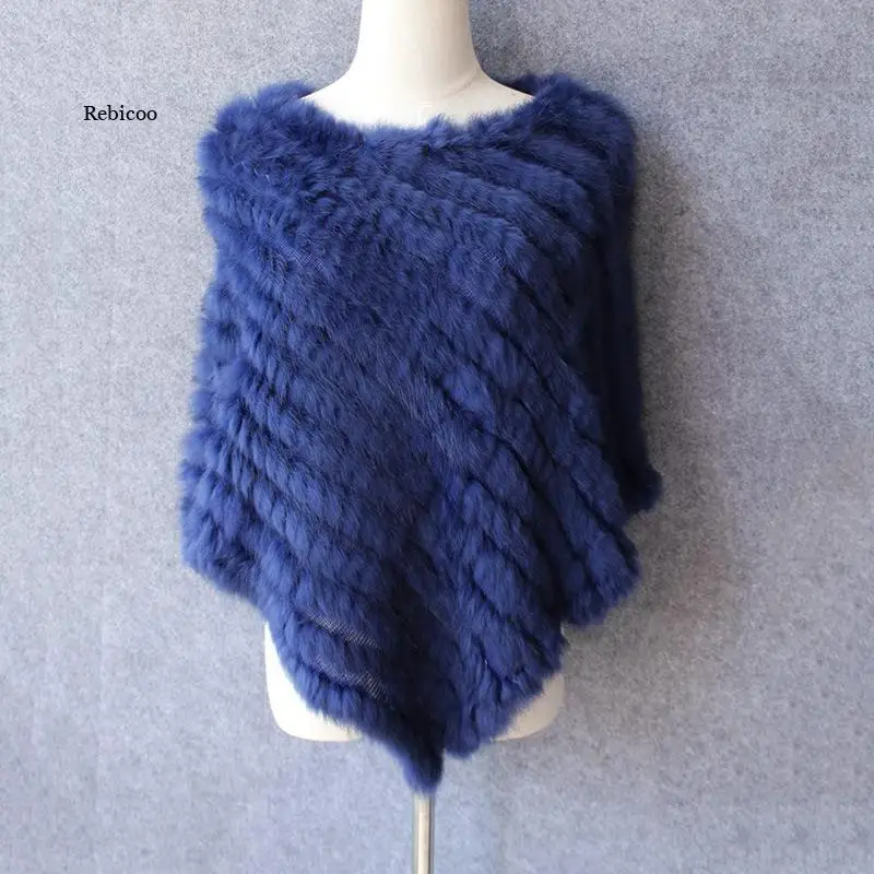 

2021 Hot Sale Women Real Rabbit Fur Shawl Natural Real Knitted Real Rabbit Fur Poncho Scarf Autumn Winter Rabbit Fur Pashmina