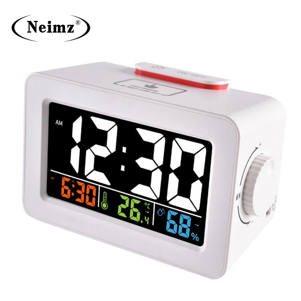 gift idea bedside wake up digital alarm clock with thermometer hygrometer humidity temperature table desk clock phone charger free global shipping