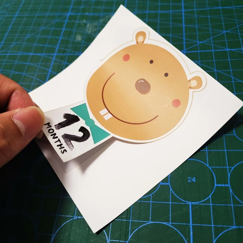 

12 Pcs Baby Pregnant Monthly Stickers Cartoon Animal Pattern Memory Recording Milestone Sticker Photography Props