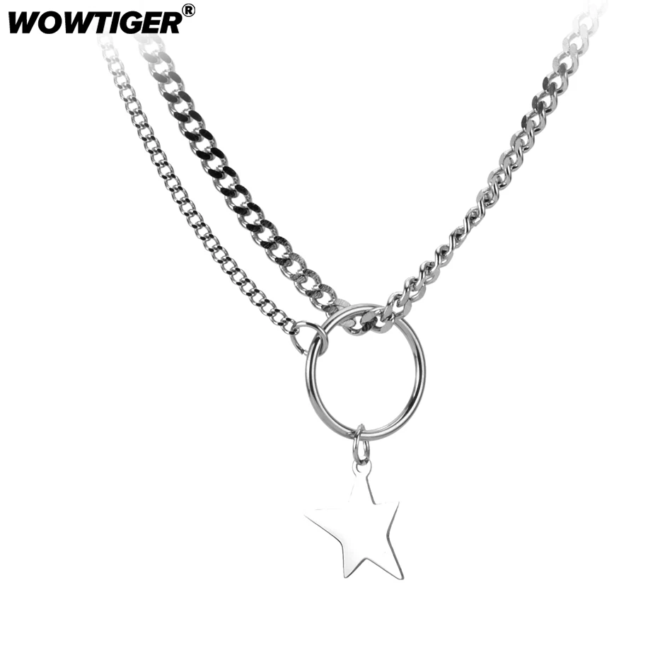 WOWTIGER новое модное ожерелье из нержавеющей стали со звездой женское длинное
