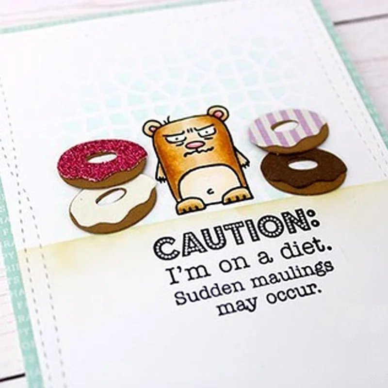 

"I'm On A Diet"Little Animal Metal Cutting Dies & Coordinating Stamp For Scrapbooking Craft Embossing Stencil Die Cut Card