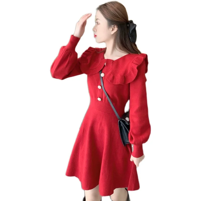 

Long sleeve dress in early autumn outfit new knitting temperament socialite Fried street dress female autumn/winter show thin