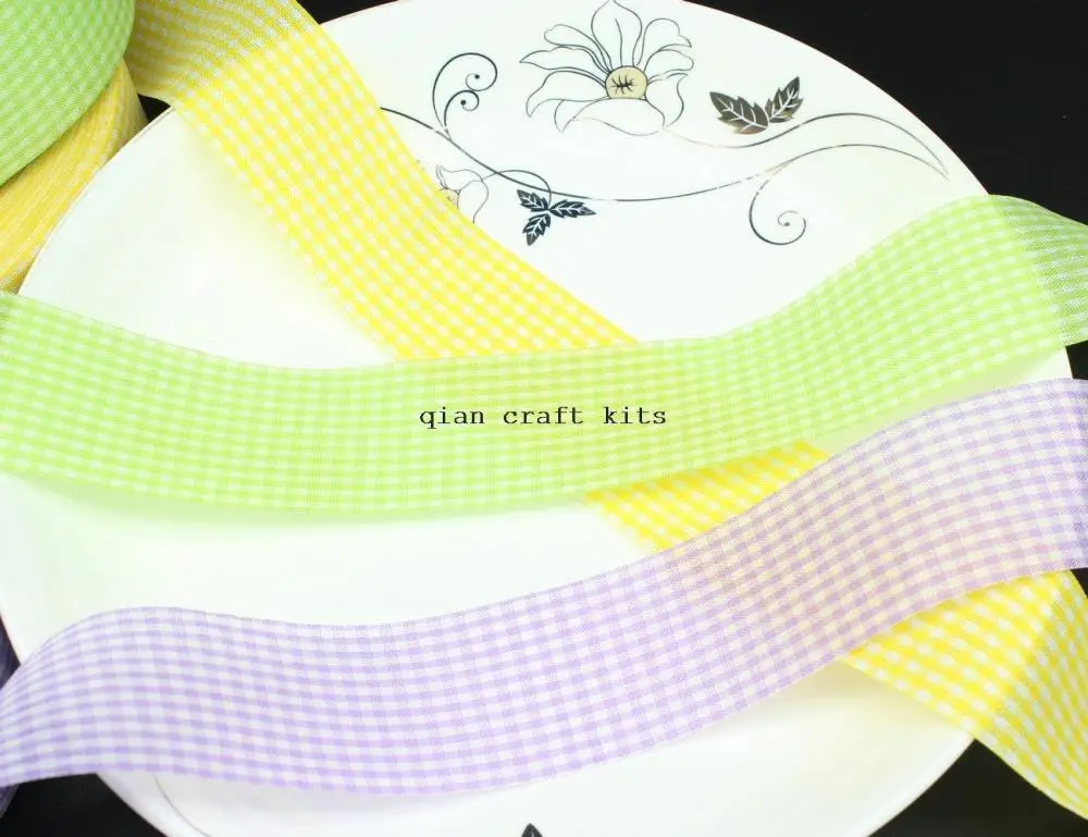 

100 yards of Gingham Ribbon, Holiday Gingham Ribbon, Gingham Ribbon mix color 25mm mix color or you specify