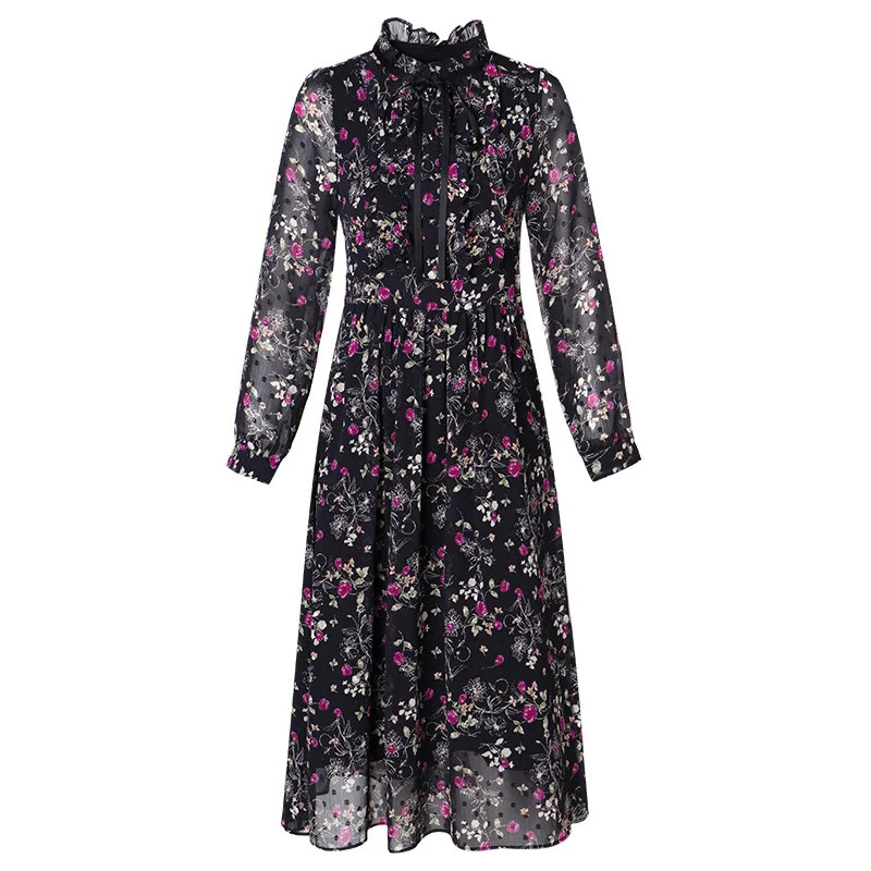 

D211013 small fresh single breasted floral dress 2021 early spring new