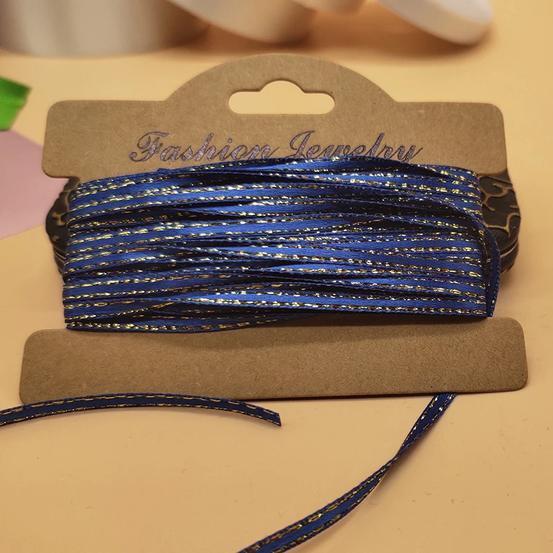 

REDJCK 100 Yards\lot 3 mm Width Double Golden Side Polyester Satin Ribbon DIY Material Arts Apparel Sewing Fabric Ribbons