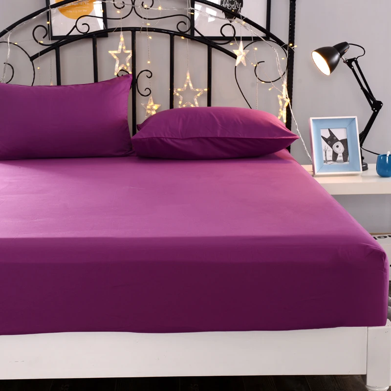 LAGMTA 1pc 100% Polyester Solid Fitted Sheet Mattress Cover Four Corners With Elastic Band Can Be Customized | Дом и сад