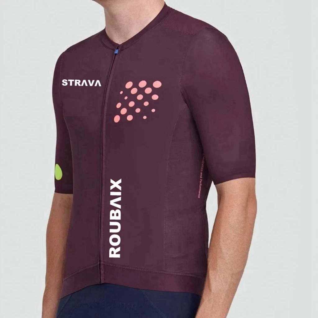 

STRAVA ROUBAIX 2021 Cycling Jersey Short Sleeve Cycling Clothing MTB Bike Clothing Road Racing Tops Men's Cycling Uniform