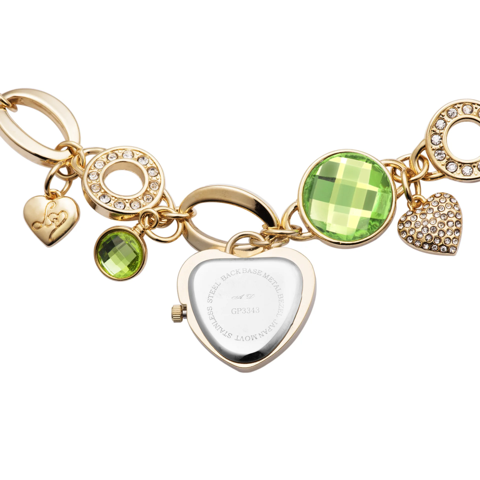 

ASJ women's gold diamond gem heart-shaped simple Quartz Watch Bracelet Watch
