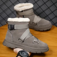 mens platform vulcanized plush shoes spring 2022 news korean version ankle boots men waterproof snow velvet shoes