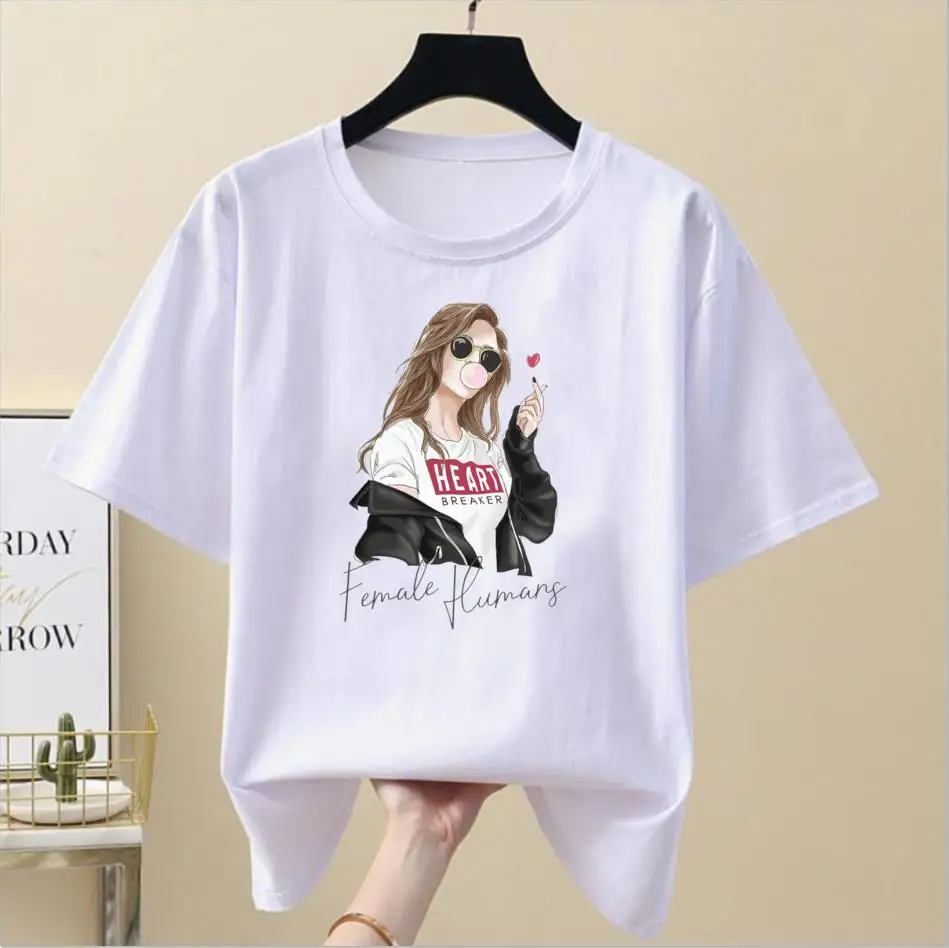 

Fashion Leopard Lips Printed T Shirt Women Summer Short Sleeve Lips T-shirt White Tees Shirt Harajuku Korean Street Tops