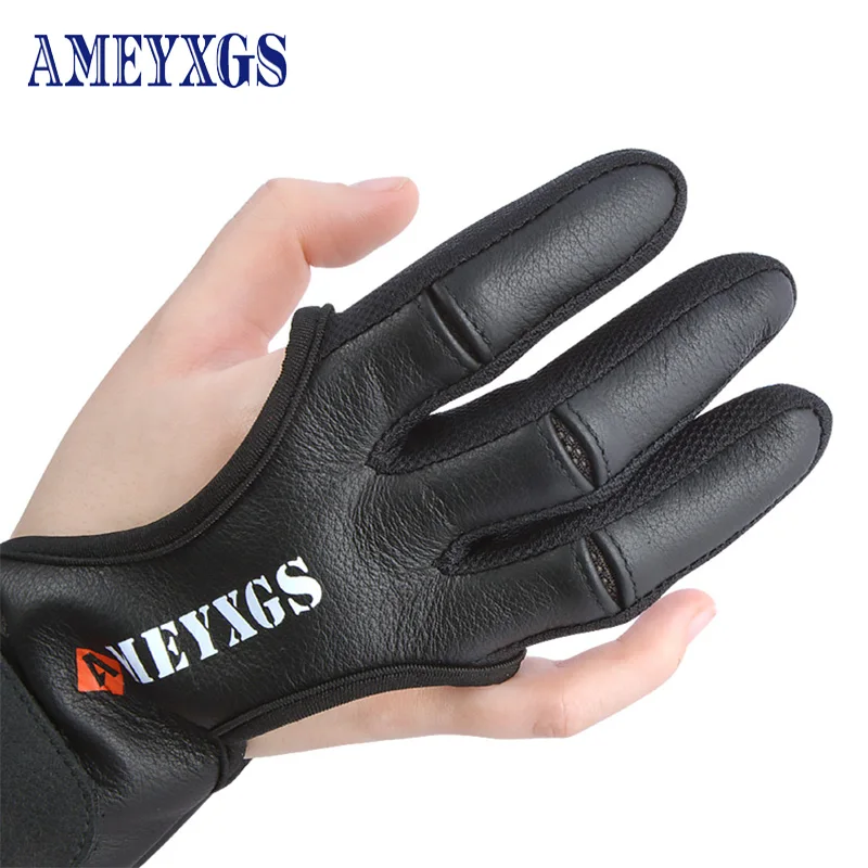 

3 Fingers Archery Gloves Deerskin Guard Finger Protection Left and Right Hands Universal 3 size For Shooting Hunting Accessories