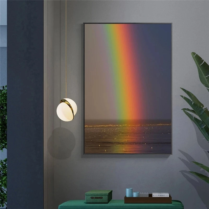 

Scandinavian Rainbow Sea Canvas Painting Colorful Nature Landscape Wall Art Picture Nordic Poster Print For Living Room Decor