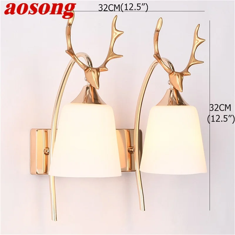 

AOSONG Wall Lamps Contemporary Creative Deer head shape LED Sconces Lights Indoor For Home Balcony
