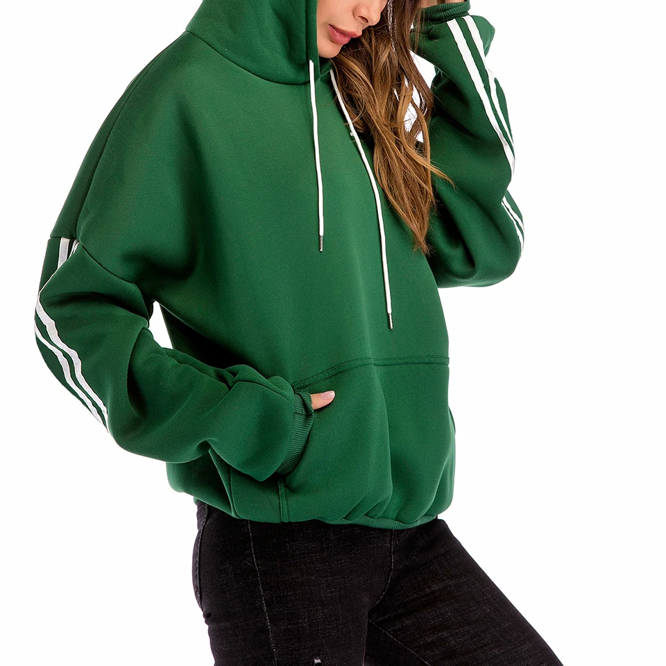 

Side Stripe Hoodie Plain Oversized Thick Sweatshirt Warm Poleron Mujer 2021 Bat Hoodie 3xl Kangaroo Pocket Longline Hoodie Women
