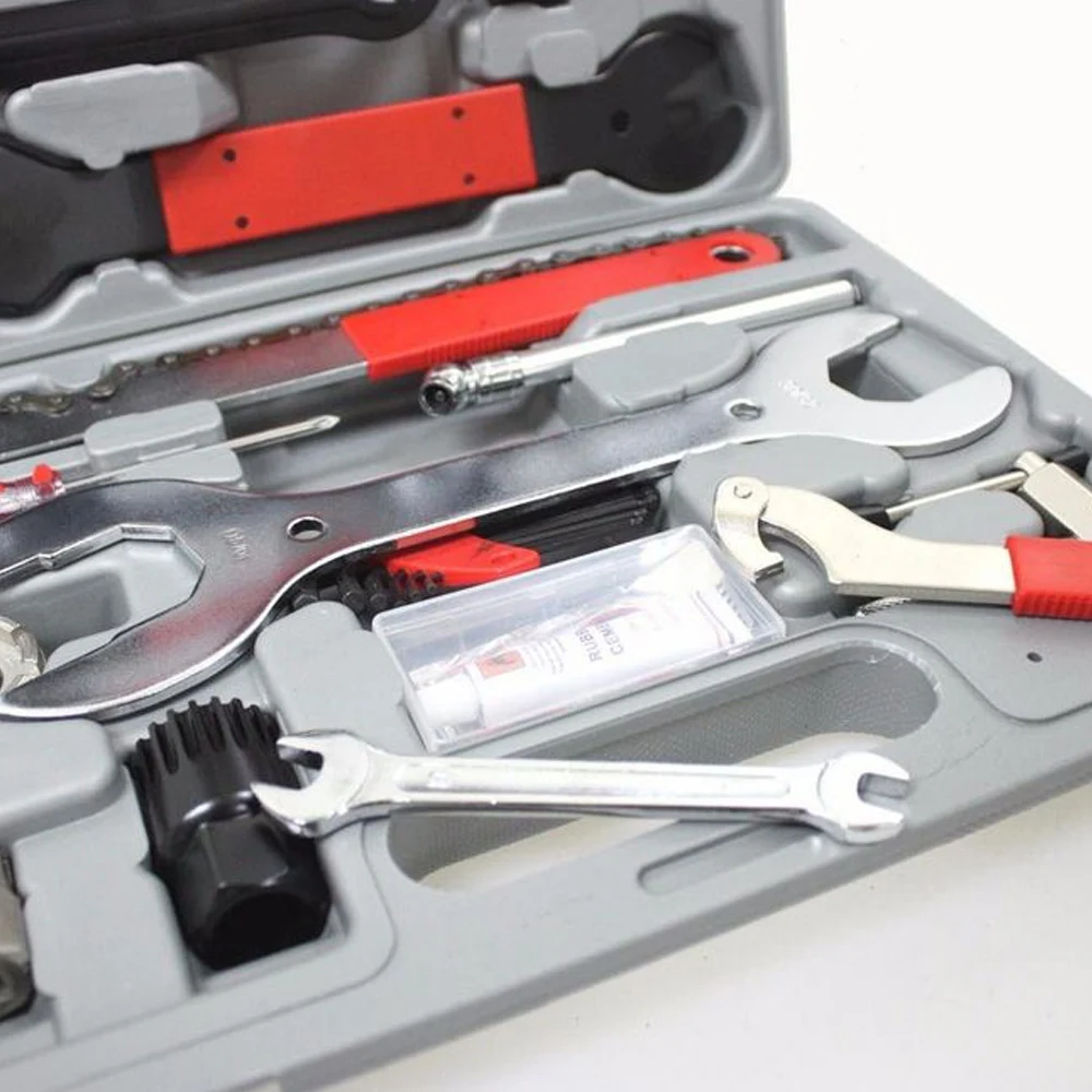 

Portable Carbon Steel Tool Kit Tire Pressure Detection Pen Cross Screw Driver Shaft Wrench Bicycle Repair Tools Complete Set