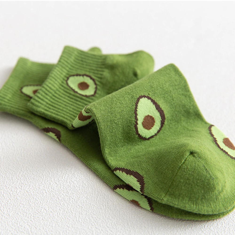 Модные женские носки хлопковые цветные зеленые Авокадо Фрукты Харадзюку Женские
