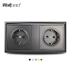 Настенная розетка Wallpad, 5 цветов, двойная розетка европейского стандарта, черный, белый, серый, золотой, коричневый, L6-P70 пластиковый Дворцовый стиль, 172 х86 мм