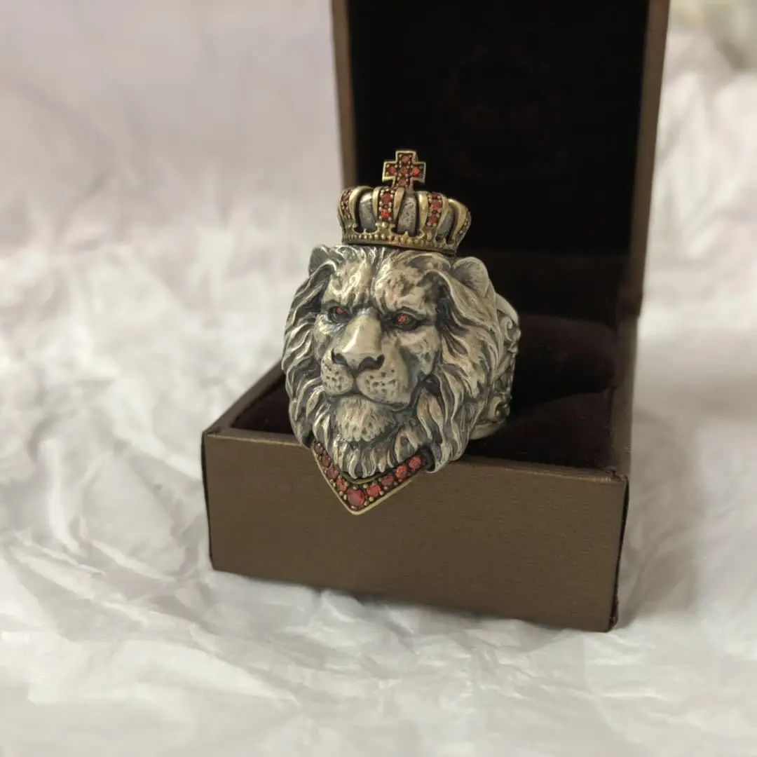 

Модное кольцо с головой льва в стиле ретро, мужское кольцо с короной льва, аксессуары для ювелирных изделий