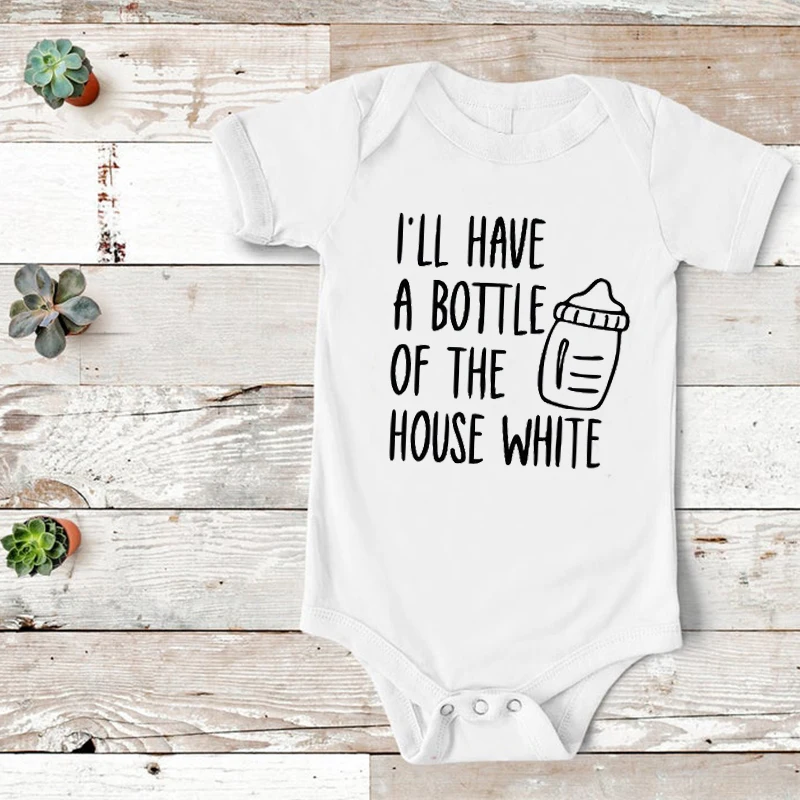 

I'll Have A Bottle of The House White Tshirts Print Mommy and Me 2020 Fahsion Funny Baby Clothes Mom Daughter Top