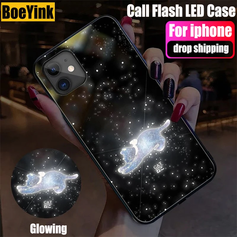 Call Flash Phone Case For iPhone 12 11 Pro X XS MAX SE 6 6S 7 8 Plus XR S LED whale Animal Light Color Change Shockproof Cover | Мобильные